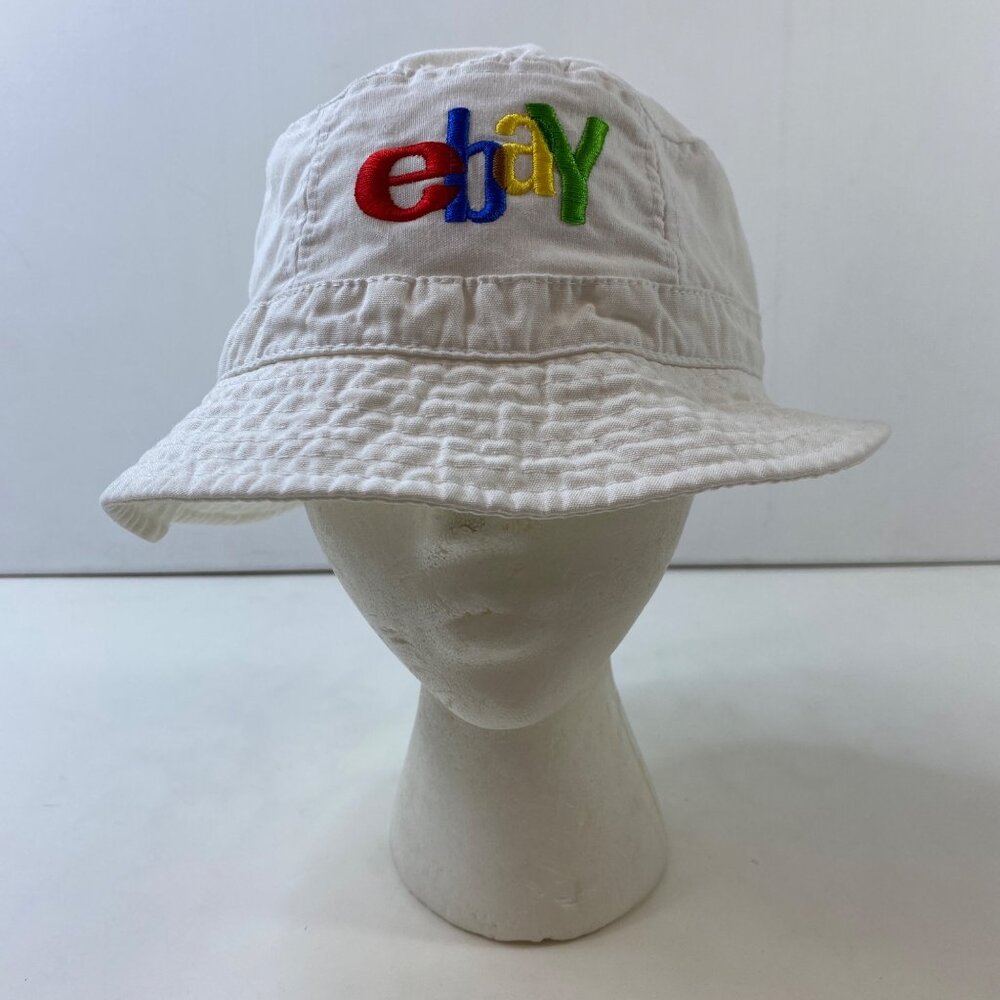Vintage Ebay Bucket Hat White Washed Corporate Promo Collectible eBayana
